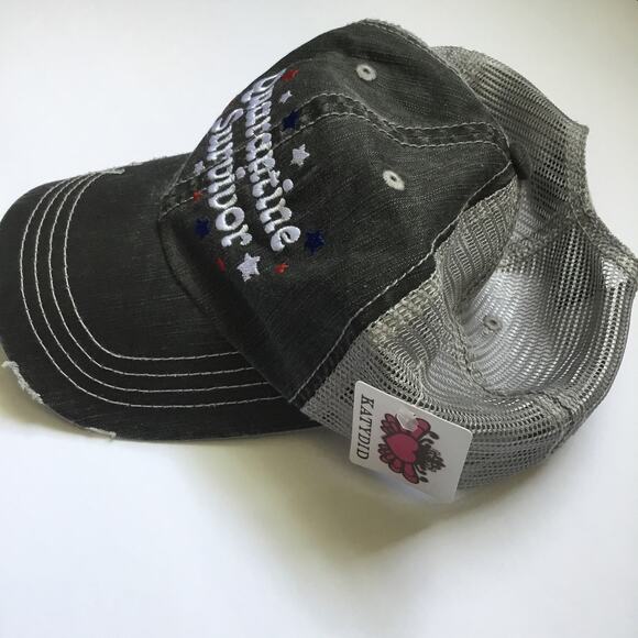 New Quarantine Survivor Baseball Cap Trucker Hat Embroidered Gray White - Picture 4 of 7